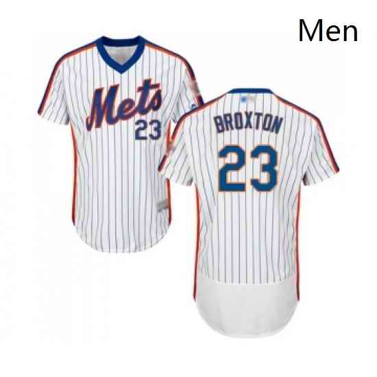 Mens New York Mets 23 Keon Broxton White Alternate Flex Base Authentic Collection Baseball Jersey
